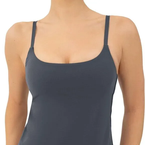 Women's Yoga Tank Top with Built-In Bra, Medium Support, Soft Fabric, Thunder Co - Picture 1 of 6
